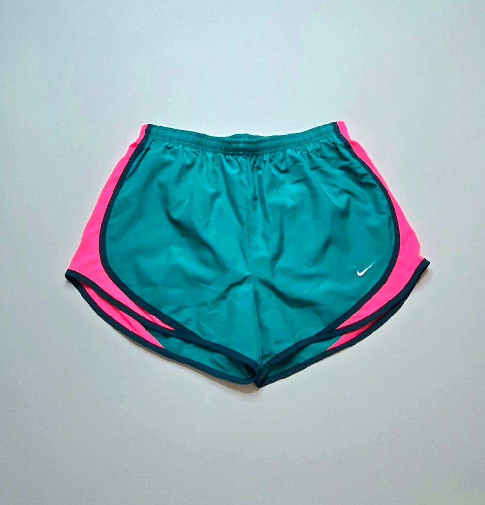 Nike Tempo Dri-FIT Running Shorts Womens Size M Teal Hot Pink Athletic Lined